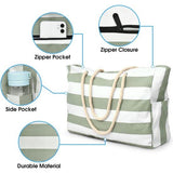 Strandtas, strepen, tote bag, badtas, waterdicht, strandtas, groot, met ritssluiting, shopper, tas, strandtas, XXL, familie, boodschappentas, schoudertas, universiteit, reistas, reistas,