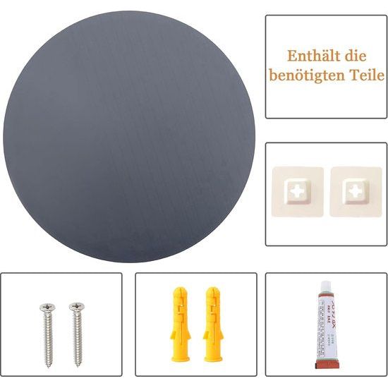 Spiegel rond, 40 x 40 cm, ronde spiegel met schroeven en hanger, ronde badkamerspiegel, om op te hangen, wandspiegel, rond, voor badkamer, slaapkamer, woonkamer, hal, decoratie, wit