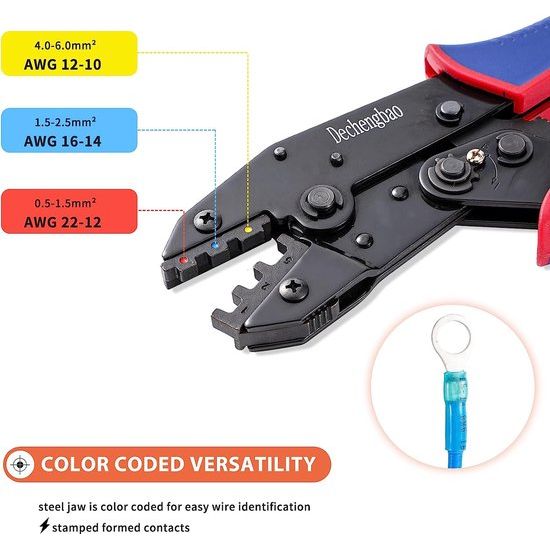 Krimptang voor krimpconnectoren, set met AWG 22-10 (0,5-6 mm²), krimpconnectoren van maritieme kwaliteit en draadstripper (set van 280 stuks Heat Shrink Connectors)