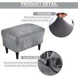 Ottomaanse hoes voor krukhoes - fluwelen kruk voor voetenbank, rechthoekig, stretch overtrek, poef, beschermer, wasbare stoelhoes - Grijs, 1 stuk