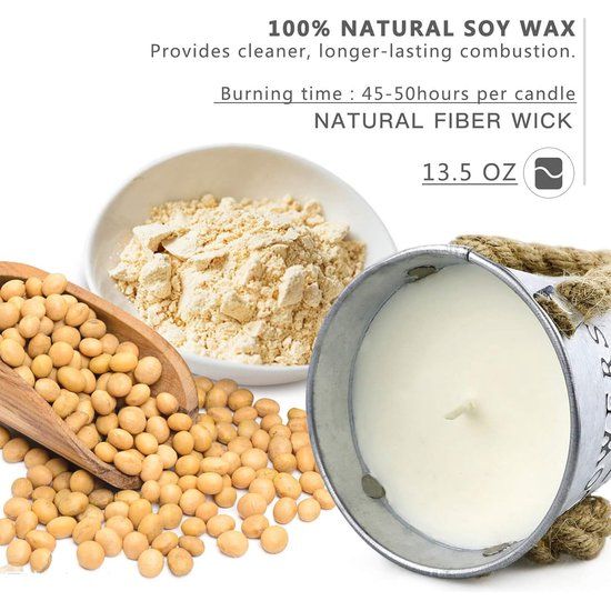 Citronella Kaarsenset, geurkaarsenset, 2 stuks, 100% sojawas, groot, decoratief en zomercadeau, perfect voor kamperen, grillen, picknicks, tuin, slaapkamer, binnen en buiten, 383 g/50 uur