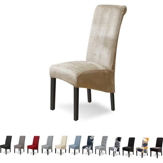 Stoelhoezen XL, set van 4, stretch, kantelbare stoelen, XL, voor eetkamerstoelen, elastaan, universele stoelhoes, grote eetkamerstoel hoezen voor stoel, eetkamer, hotel, banket, grijs champagne