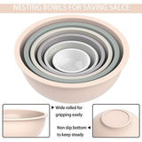 Mengkom, set van 6, plastic Nist slakom met deksel, kom met deksel, inclusief 2 vorken en 4 maatlepels, BPA-vrij en stapelbaar, ideaal voor mixen en serveren (kaki, 18)