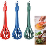 2-in-1 Whisk Food Clip & Egg Whisk, Pack of 3 Multifunctional Egg Beater Manual Egg Whisk, Noodle Spaghetti Tongs, Food Clips, Hand Egg Beater (3 Pieces)