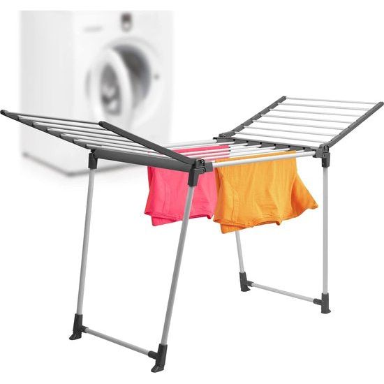 Droogrek, grote wasdroger - vleugelwasdroger voor lange was, droger met inklapbare vleugels, gepoedercoat staande droger - 2 vleugels