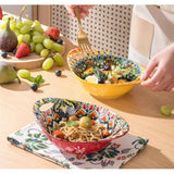 Mueslikommen Bohemian stijl, kommen set voor salade | soep | pasta - 4-delige kleurrijke serveerschalen set, keramische muesli-kom slakom 560 ml