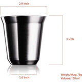 Espressokopjes, koffiefkopjes, dubbelzijdige koffiekopjes van roestvrij staal, geïsoleerde espressokopjes, vaatwasserbestendig, 2 stuks van 150 ml