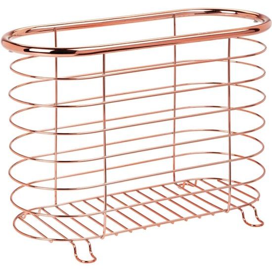 Vrijstaande krantenhouder voor de badkamer mooie tijdschriftenverzamelaar van metaal chique badkameraccessoires voor kranten, tijdschriften, boeken enz. roodgoud