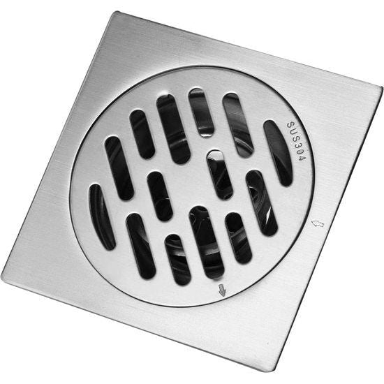 Vloerafvoer, doucheafvoer, 100 x 100 mm, vierkant, afvoerdeksel, voor buiten, douche, vloerafvoer, geurneutraal, roestvrijstalen afvoer voor badkamer, toilet, badkuip, balkon