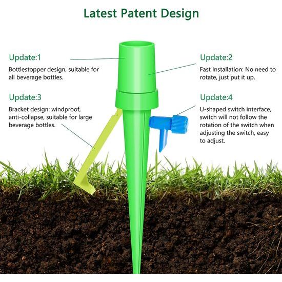 Automatische irrigatieset, 15 stuks, instelbaar, bewateringssysteem met langzaam ontgrendelbaar regelventiel, bewateringssysteem potplanten voor tuin, balkon, planten en vakantie