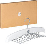 Houten kleerhangers, dassenhouder met geschenkdoos, kastorganizer, opbergen voor stropdassen, sjaals, doeken, ruimtebesparend (wit)