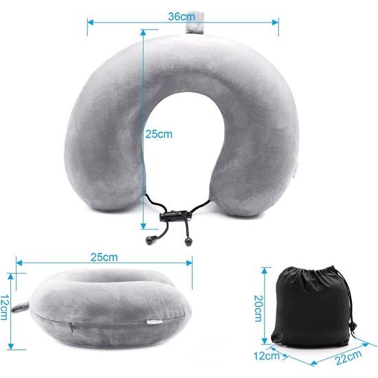 Yomisee Reiskussen, nekkussen vliegtuig en auto van traagschuim met fluweelzachte overtrek, nekkussen voor volwassenen, voor reizen, camping, kantoor en huis