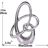 Modern zilver decor keramiek beeld - abstract huisaccent en tafelbeeldje voor woonkamer, slaapkamer, badkamer, kantoor, plank, schoorsteenmantel - bruiloft, eetkamerdecoratie