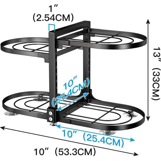 Pan houder, 4 verdiepingen verwijderbare en in hoogte verstelbare Pot Rack Pot deksel houder voor Kabinet Pannen Organizer Pot Deksel snijplank opslag, deksel houder roestvrij staal, dubbelzijdig