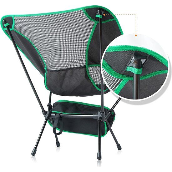 Klapbare campingstoel, 56 x 61 x 63 cm, zwart/groen