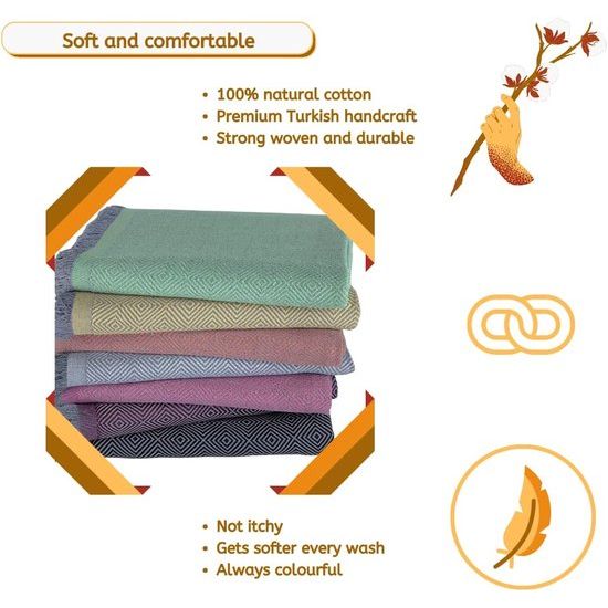 ElfRoutes Sofa Throws & Bed Throws - Zeer grote worpen (175x230 cm) - 100% Katoen Grote Plaws voor Settees - Plaws voor Tweepersoonsbed - Plaids voor Fauteuils - Boho Throws voor Banken - Grijs