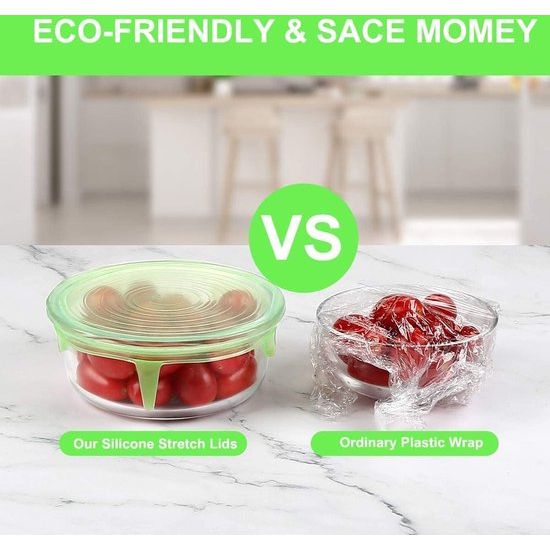 siliconen deksel, 18-delig siliconen stretch deksel, BPA-vrij, herbruikbare siliconen afdekking, universele siliconen vershouddeksel voor schotels, potten, glazen, bekers