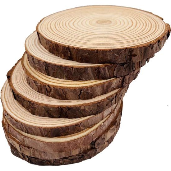 Ongeverfde houten schijven met boomschors, 9 stuks 5-5,5" schijfonderzetters, houten onderzetters, knutselset, cirkels, knutselen, kerstversiering, knutselen, met schors voor knutselen, rustieke bruiloft