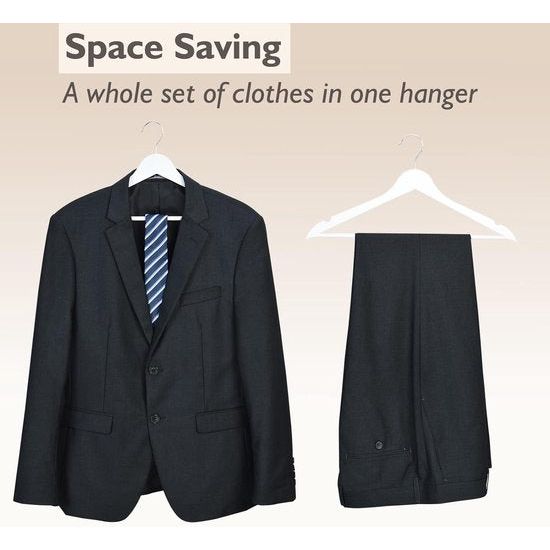 Kleerhangers van hout, 20 stuks, glad oppervlak, wit, 360 graden draaibaar en schoolterinkepingen, sterk en dun houten kleerhangers, geschikt voor volwassenen, 43,5 cm lang