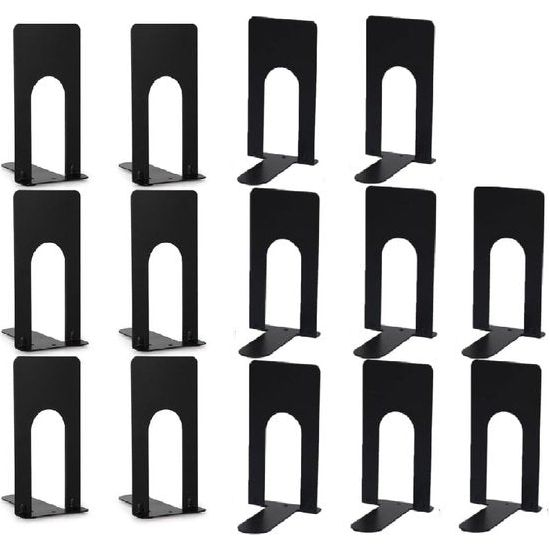 Boekenhouder, 7 paar boekensteunen metalen boekenhouder voor plank zwarte boekensteunen boekensteunen boekensteunen voor planken voor boeken, dvd's, tijdschriften, 70 x 110 x 130 mm