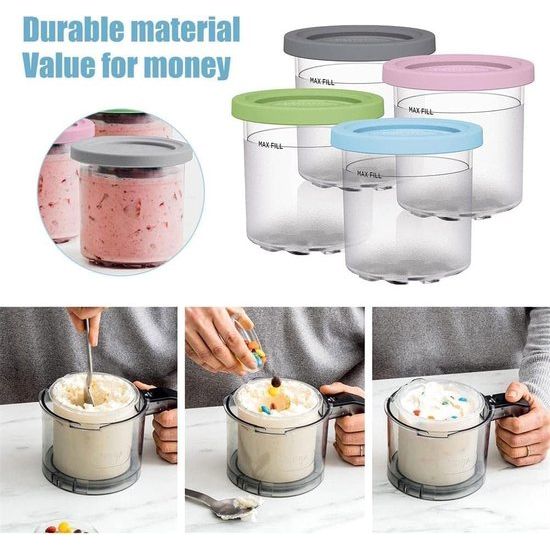 4 stuks Creami Pint bakjes voor Ninja Creami Ice Cream Storage Containers ijshouders voor ijs met deksel voor Ninja Creami