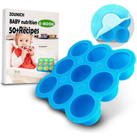 babyvoeding opbergdoos, siliconen baby pap-invriezen met Siliconen Deksel, container, vriezer, dienblad, herbruikbaar, groenten, fruit, purees, sauzen en ijsblokjes