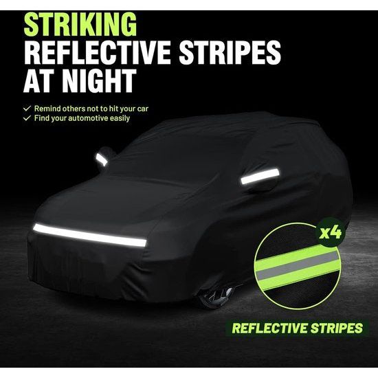 Autohoes, volledige afdekking, stofdicht, waterdicht, autohoes, autohoes, autohoes, autohoes, autohoes, autohoes, voor 430-460 cm, SUV, zwart, 455 cm x 150 cm x 140 cm, 3 kg