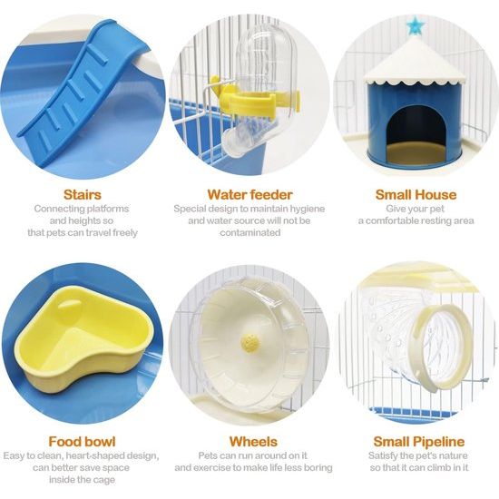 Hamsterkooi Minihuis Hamsterchalet met voerbak Drinkwieltunnel, willekeurige kleur