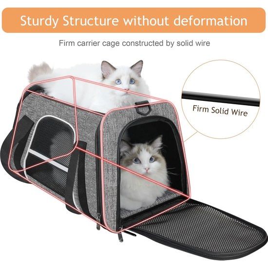 Soft Cat Carrier with Top Mesh Window and Pet Carrier Breathable for Medium Cats and Small Dogs Puppies up to 14 lb (Grey)