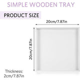 Wit decoratief dienblad, houten dienblad voor sieraden en levensmiddelcosmetica, 20 x 20 cm