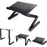 LifeBasis laptopstandaard Opvouwbaar Volledig verstelbare notebookstandaard Aluminiumlegering Draagbaar Bed Ontbijtblad Boekenstandaard voor Ultrabook Notebook tot 17 inch Zwart Multi-way