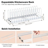 Housolution pannenhouder voor lade, uitbreidbare potdekselhouder met 14 verstelbare verdelers, potdeksel opbergpan organizer dekselhouder voor keuken, wit