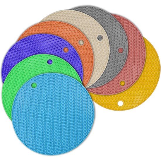 8 Pieces Honeycomb Silicone Pot Film 18 cm Non-Slip Silicone Insulation Mat Multipurpose Pot Holder Silicone Pot Holder Set Pot Coasters Silicone Coasters Heat Resistant for Jar Opener Pan