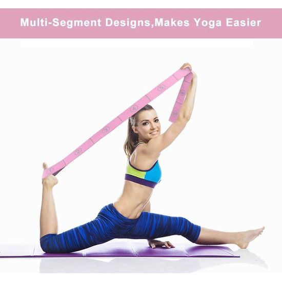 Yogaset, yogaset, stretch riem met 8 lussen, wasbaar, gemakkelijk te dragen en zeer elastische gymnastiekband, ideale stretchband voor warme yoga