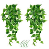 2 Pieces Artificial Hanging Plants, Artificial Flowers Like Real Ivy Plants Green Decoration for Garden, Wedding, Balcony, Hanging Baskets, Artificial Plants, YT-66