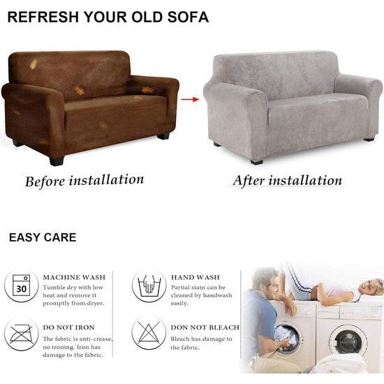 Fluwelen fauteuilhoes, zacht fluweel pluche bankhoes, stijlvolle luxe meubelhoezen, antislip, high stretch fauteuilhoes (1-zits, lichtgrijs)