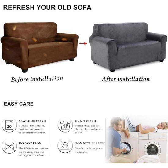 Fluwelen fauteuilhoes, zachte fluwelen pluche bankovertrek, stijlvolle luxe meubelhoezen, antislip, high stretch stoelbekleding (1-zits, grijs)