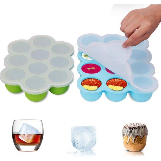 Silicone Baby Food Storage Box, bevriezen siliconen Baby pap met Siliconen Deksel, Container, Vriezer, Lade, herbruikbare, groenten, fruit, purees, sauzen en ijsblokjes