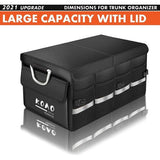Kofferbaktas, kofferbakorganizer met deksel, auto-kofferbakorganizer, autotas, kofferbak, box, praktisch, waterdicht, antislip, opvouwbaar, met aluminium handgrepen, reflecterende strepen