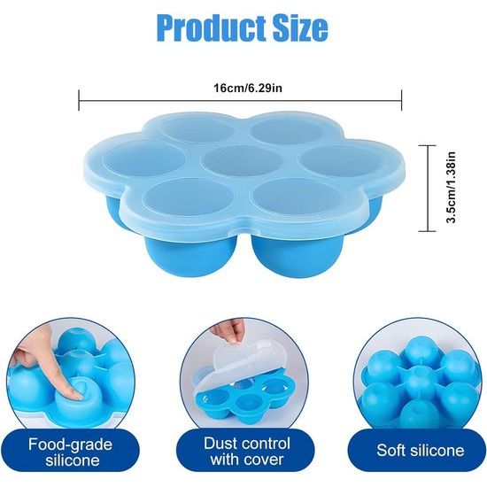 Siliconen babyvoedingcontainers 4-pack 7 compartimenten x 40 ml met 2 siliconenlepels voor eenvoudige zelfgemaakte voedselopslag BPA-vrij groen + blauw