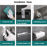 Keukenpapierhouder, wandrolhouder voor wandmontage, roestvrij staal, keukenrolhouder, zonder boren, papierrolhouder, wandrolhouder voor keukencrêpe, rolhouder voor keuken, badkamer, spoelbak