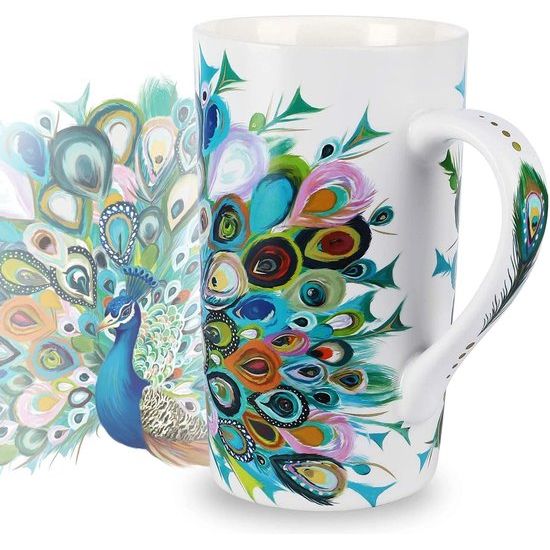 Keramische koffiemok, drinkbeker, gepersonaliseerde pauw koffiemokken met handvat, beste vriendin