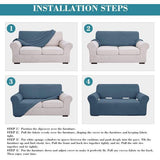 Bankhoes, stretch, elastische bankovertrek met armleuning, 4-zits, grijsblauw, elastaan, antislip, bankovertrek met anti-slip schuim en 1 kussensloop, wasbare bankovertrek voor huisdieren