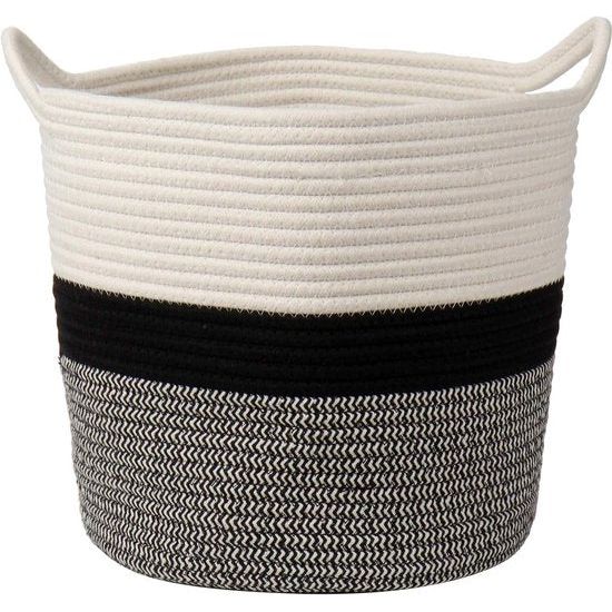 opbergmand van katoen, touw, wasverzamelaar, gevlochten mand, babyspeelgoedopbergcontainer met handvat, voor woonkamer, kinderkamer, badkamer, 30 x 30 cm