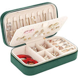 Klein reissieradenkistje, fluweel, voor meisjes en vrouwen, mini-sieradenorganizer, opslag voor ringen, oorbellen, halskettingen, armbanden, klein sieradenkistje, donkergroen