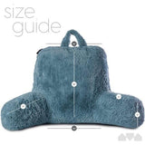 leeskussen met versnipperd traagschuim, rugsteunkussen met hoes van imitatiebont - ideaal wigkussen voor lezen, werken en spelen op bed, bank of bank (blauw, 45 x 38 cm)