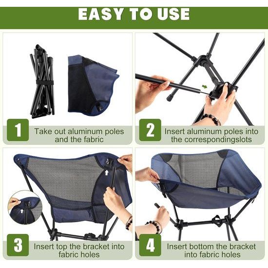 Opvouwbare campingstoel, ultralichte campingstoelen voor volwassenen, 100 kg draagvermogen, klapstoel, visstoel, opvouwbare campingstoel met draagtas voor picknick, buiten, wandelen, kamperen, tuin