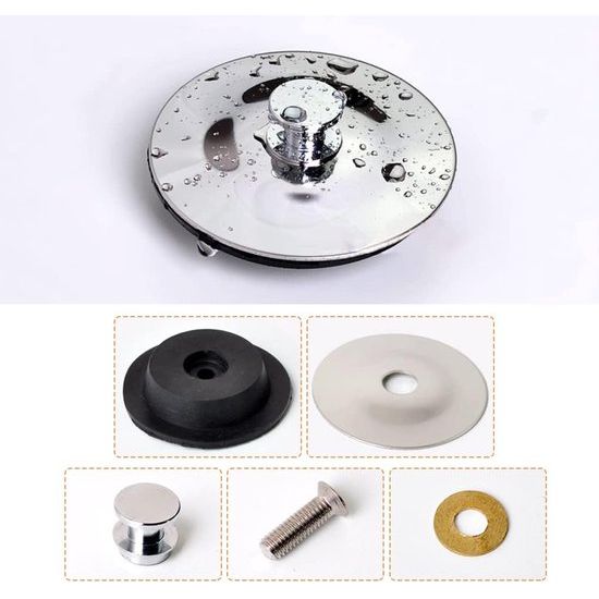 Afvoerstop, wastafelstop van roestvrij staal, universeel 42 mm-45 mm bovenkant aan de onderkant, badstop voor zwembaden, badkuipen