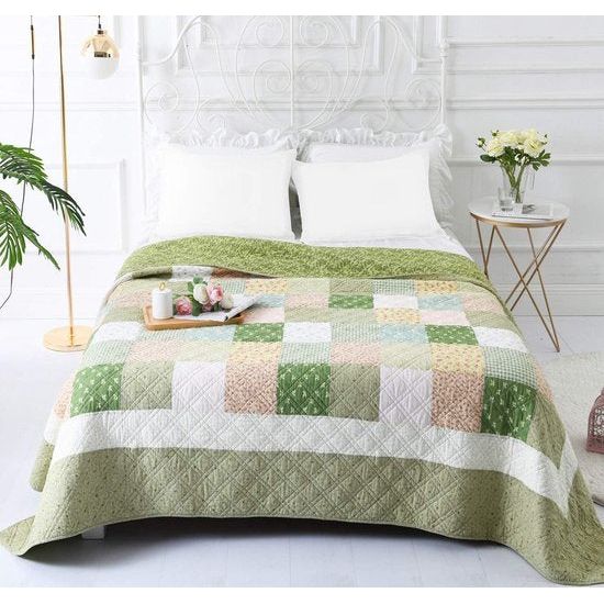 Sprei 150 x 200 cm katoen bedsprei dun zomer dekbed dekbed (groen, 150 x 200 cm)