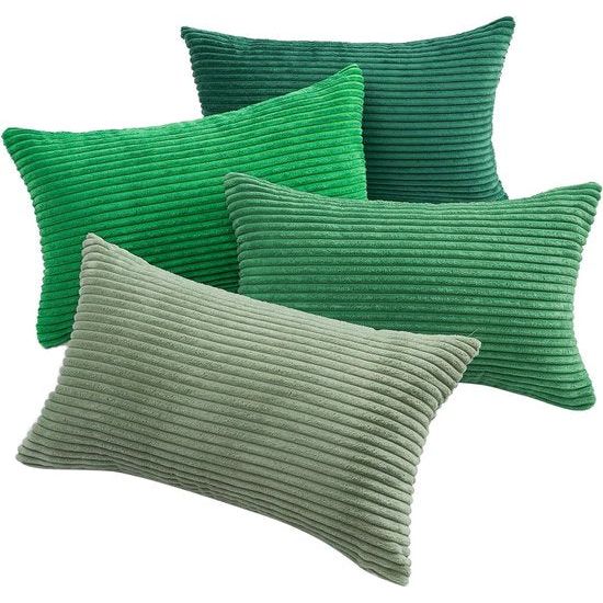 Kussensloop 30 x 50 cm groen set van 4 corduroy kussenslopen kussensloop decoratieve kussenhoes voor bank slaapkamer